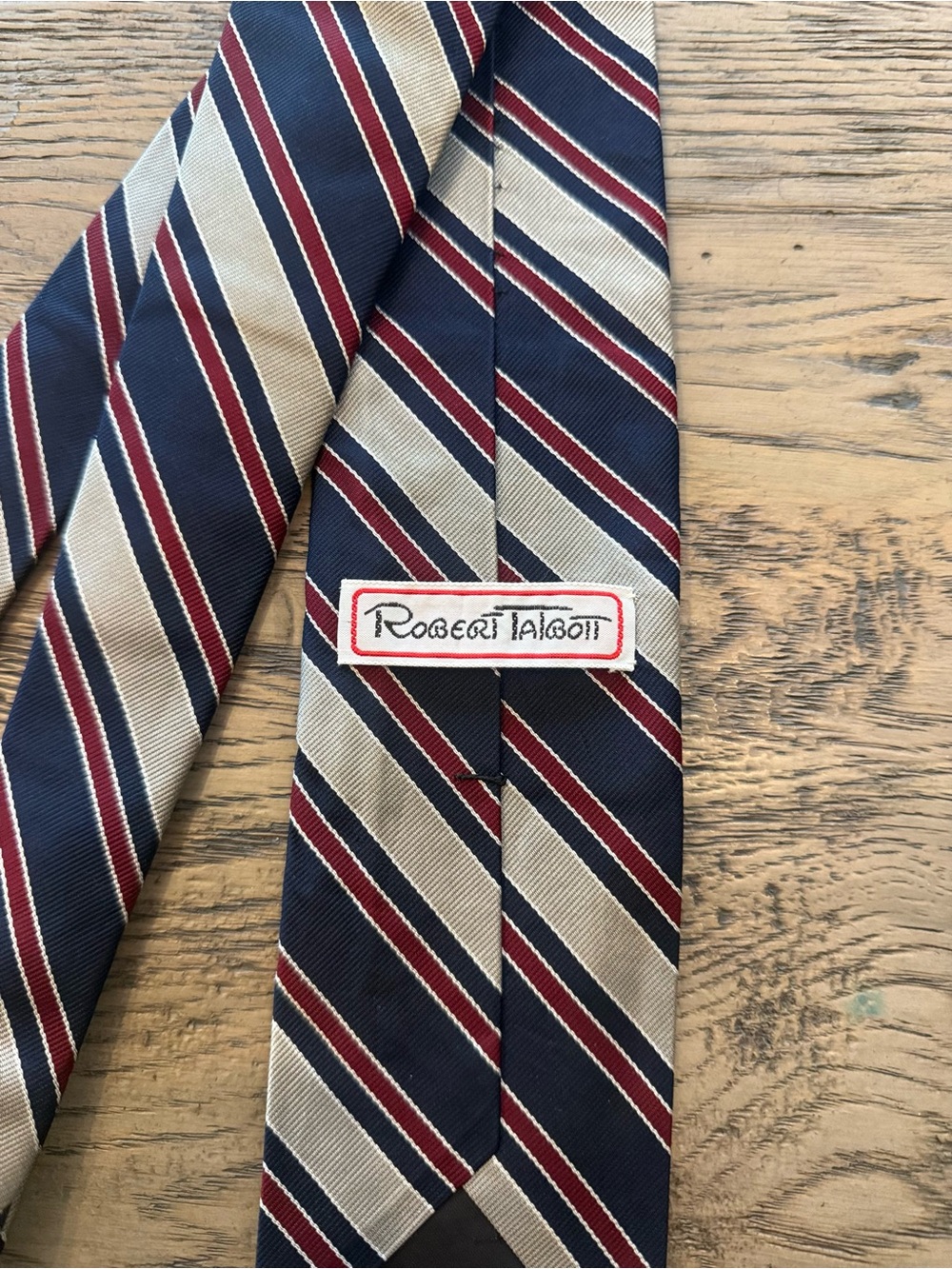 Robert Talbott Navy, Burgundy & Cream Diagonal Stripe Silk Tie